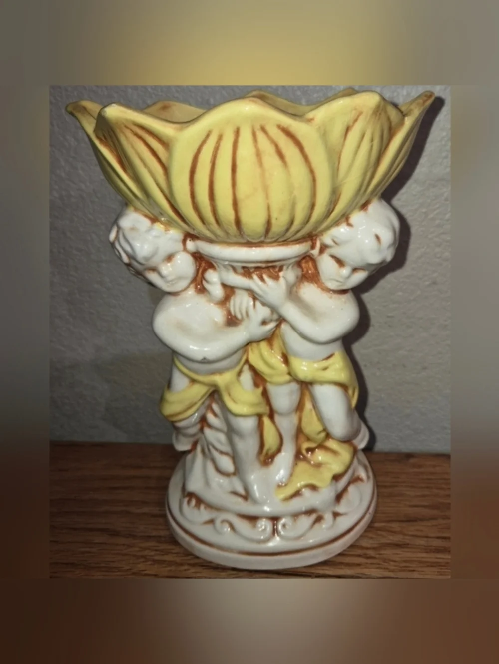 Lot Of 2 Vintage Italian Cherub Vase, Planter 8in Tall & flower Pot Planter